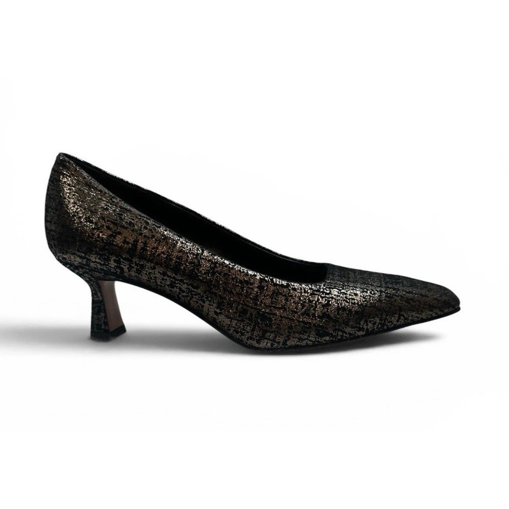Lafayette 148 New York Black And Gold Pumps Short Heel Sz 37.5 EU US 7.5 NWOB